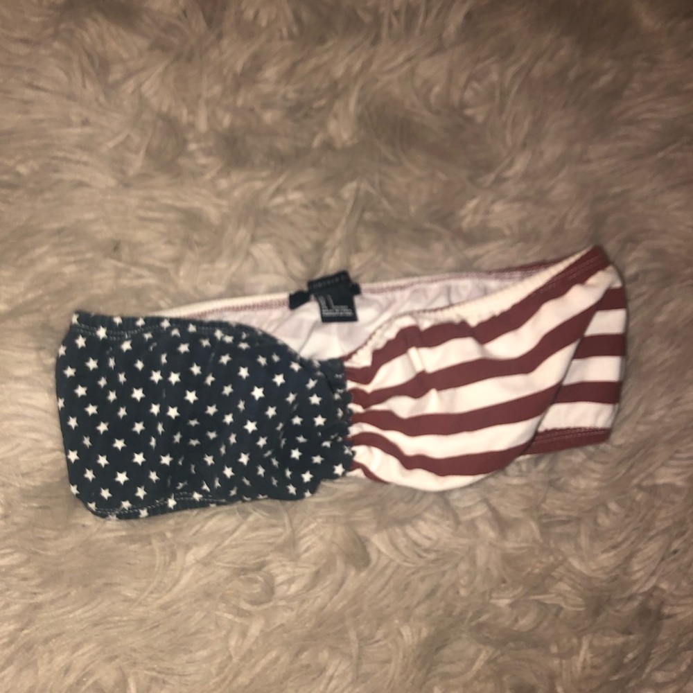 Forever 21 American Flag Bandeau Tube Top size L